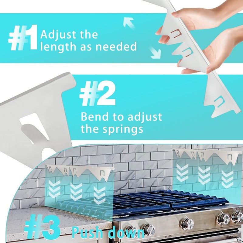 ALMCALS Stove Gap Covers Stainless Steel, 2 Pack Stove Gap Filler Easy Retractable Length 13.8" to 27.5", Width 0.79" Range Trim Kit, Heat Resistant Guard Between Stove Top & Counter - Image 3